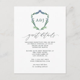 Greenery Wappen Monogram Wedding Guest Details Begleitkarte
