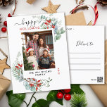 Greenery Watercolor Elegant Feiertagspostkarte<br><div class="desc">Sie werden diese wunderschönen Weihnachtspostkarten Liebe! Sie verfügen über botanische Aquarellarrangements mit Misteloe,  Kiefernästen,  Beeren und Atem für Säuglinge.</div>