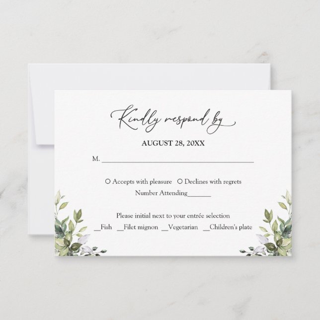 Greenery Watercolor Eukalyptus UAWG Response RSVP Karte (Vorderseite)