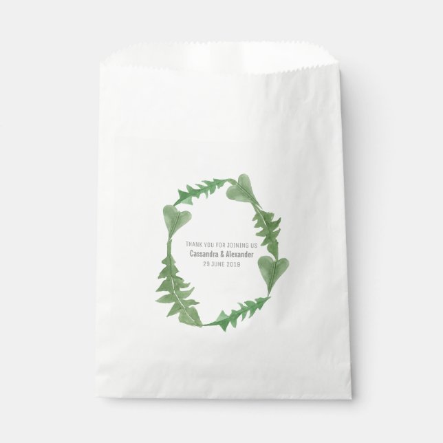 Greenery Watercolor Foliage Wedding Geschenktütchen (Vorderseite)