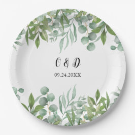 Greenery Watercolor Leaf Wedding Paper Teller