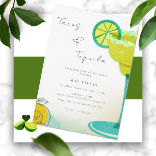 Greenery Watercolor Margarita Limones Brautparty Einladung