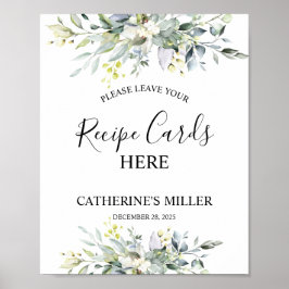 Greenery Watercolor Rezeption Brautparty Poster