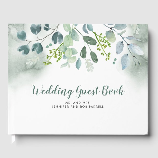 Greenery Watercolor Wedding Gästebuch (Vorderseite)
