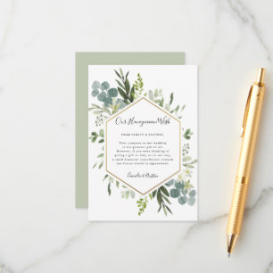 Greenery Watercolor Wedding Honeymoon Wish Begleitkarte