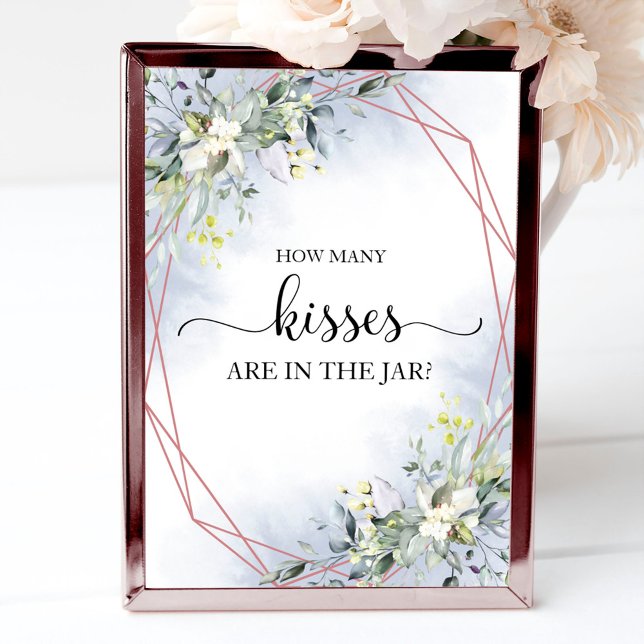 Greenery Watercolor Wie viele Kisses signieren Poster (Von Creator hochgeladen)