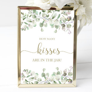 Greenery Watercolor Wie viele Kisses signieren Poster
