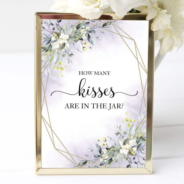 Greenery Watercolor Wie viele Kisses signieren Poster (Von Creator hochgeladen)