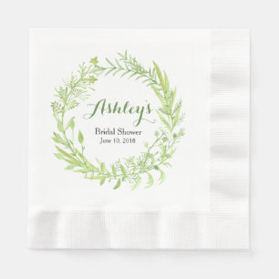 Greenery Watercolor Wreath Brautparty Serviette