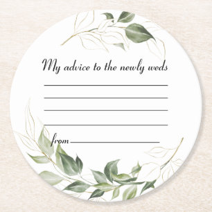 Greenery Wedding Advice Round Paper Untersetzer