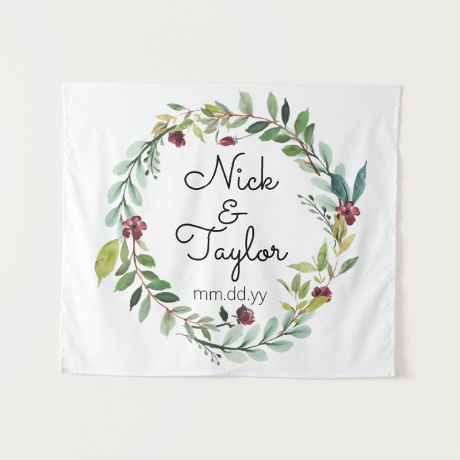 Greenery Wedding Back Drop, Boho Fall Foto Stand Wandteppich (Vorderseite (Horizontal))