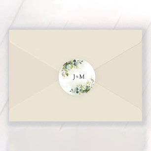 Greenery Wedding Classic Round Sticker