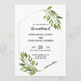 Greenery Wedding Einladungskarte Gold Rahmen Einladung