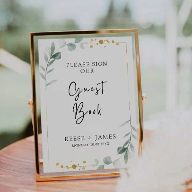Greenery Wedding Guest Book Sign Template Einladung (Greenery Wedding Guest Book Sign Template)