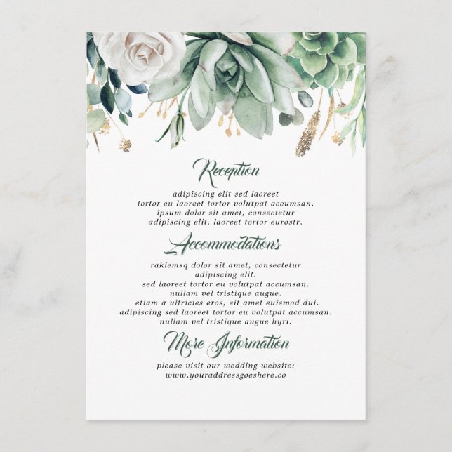 Greenery Wedding Information Guest Begleitkarte (Vorderseite)