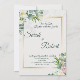 Greenery Wedding Invitation Botanical Minimalist Einladung