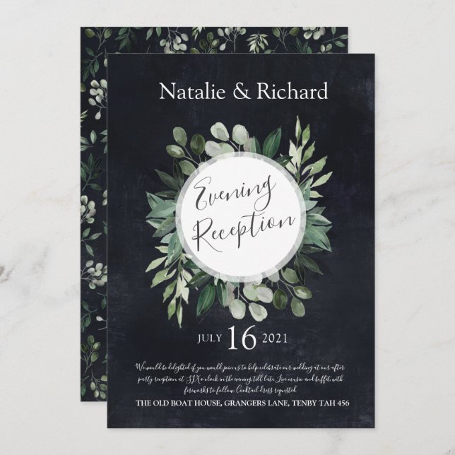 Greenery Wedding Invite, Abend Empfang Einladung (Vorne/Hinten)