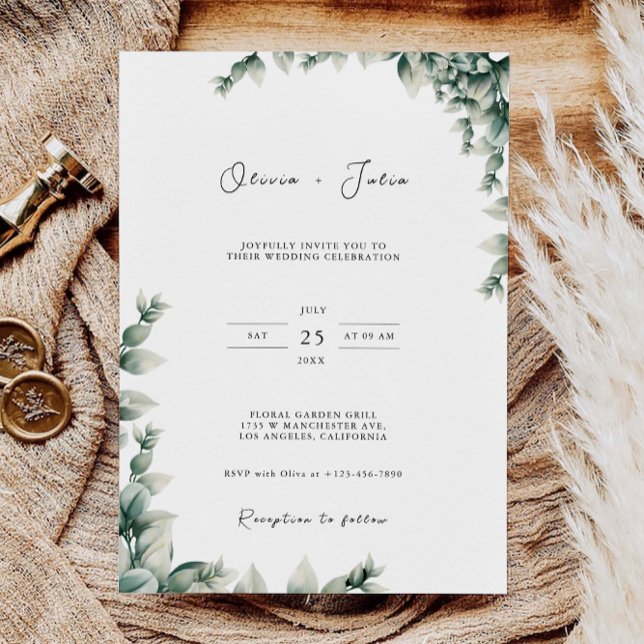 Greenery Wedding Invites Template Einladung (Greenery Wedding Invites Template)