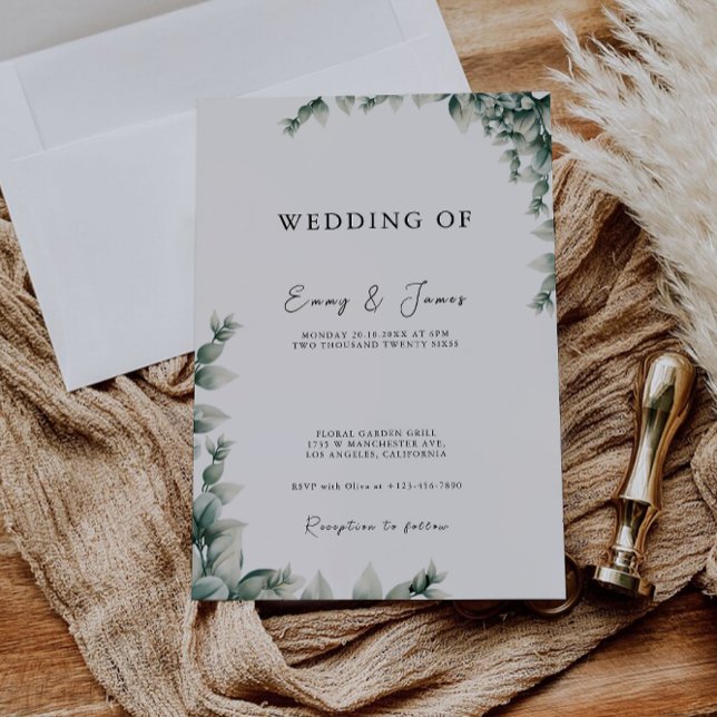 Greenery Wedding Invites Template Einladung (Greenery Wedding Invites Template)