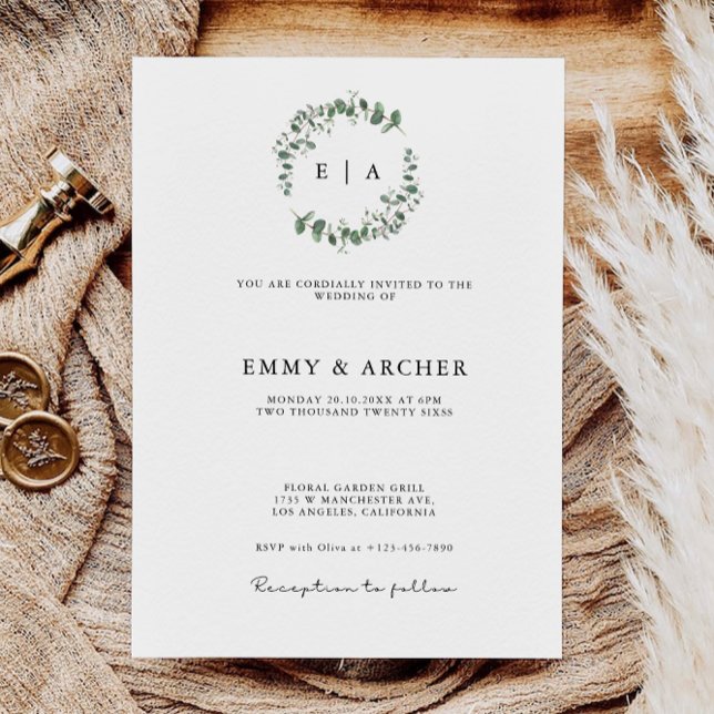 Greenery Wedding Invites Template Einladung (Greenery Wedding Invites Template)