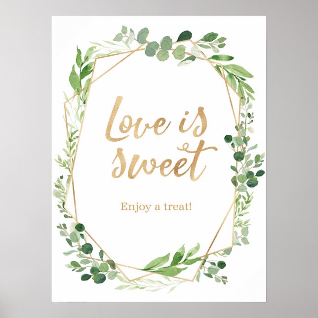 Greenery Wedding Liebe ist ein Party-Zeichen Poster (Vorne)
