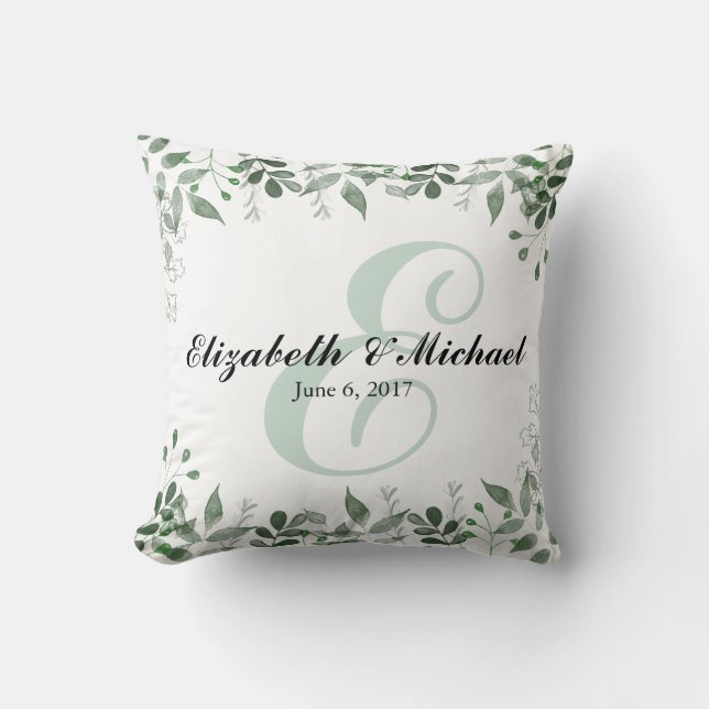 Greenery Wedding Personalisiert Throw Kissen (Vorderseite)