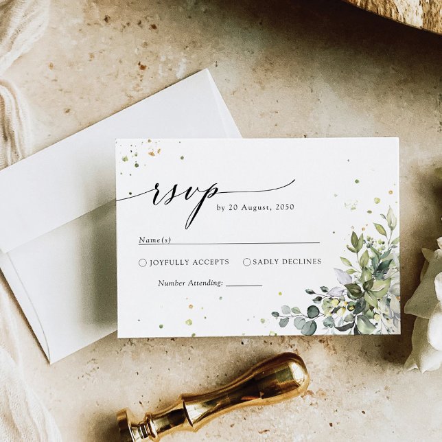 Greenery Wedding RSVP Card Karte (Von Creator hochgeladen)