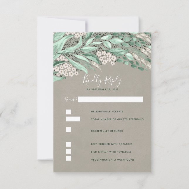 Greenery Wedding RSVP Karte (Vorderseite)