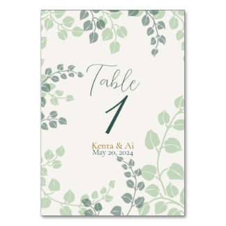Greenery Wedding Table Card Tischnummer