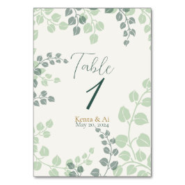 Greenery Wedding Table Card Tischnummer