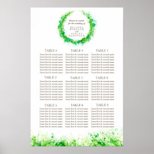 Greenery Wedding Table Planner 1-9 Tische Poster