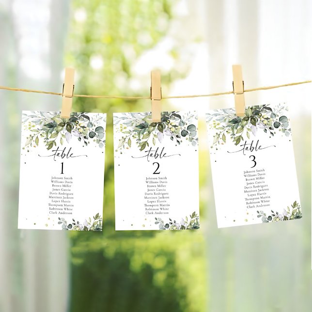 Greenery Wedding Table Seating Chart Cards (Von Creator hochgeladen)