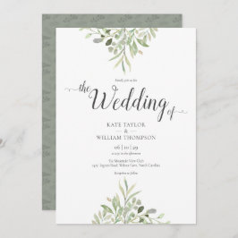 Greenery Wedding Watercolor Foliage Script Einladung