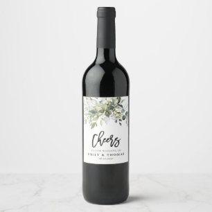 Greenery Wedding Wine Label Weinetikett