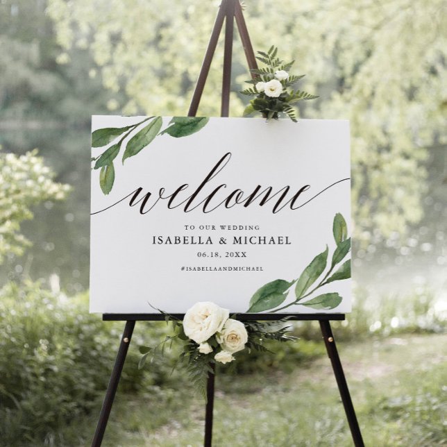 Greenery Welcome Wedding Sign Poster (Von Creator hochgeladen)