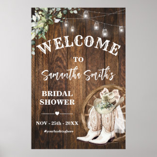 Greenery Western Willkommen Cowgirl Brautparty Poster