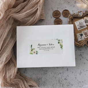 Greenery White Autumn Floral Wedding RSVP Adresse Adressaufkleber