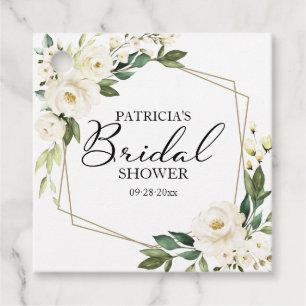 Greenery White Blume Geometrisches Brautparty Geschenkanhänger