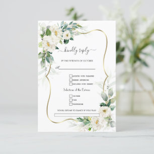 Greenery White Blume Gold Song Anfrage Hochzeit RSVP Karte