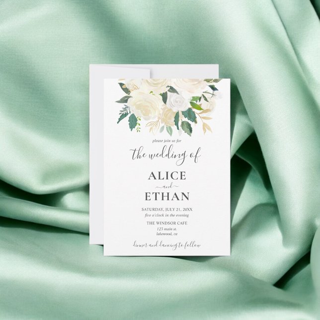 Greenery White Blume Script Wedding Einladung (Von Creator hochgeladen)
