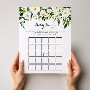 Greenery White Floral Baby Bingo Duschspiel