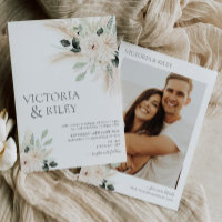 Greenery White Floral Wedding Einladung Victoria