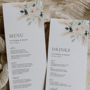 Greenery White Floral Wedding Menu VICTORIA Menükarte