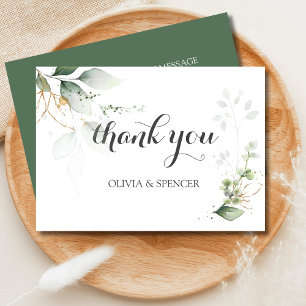 Greenery White Gold Blätter Hochzeit Vielen Dank Dankeskarte