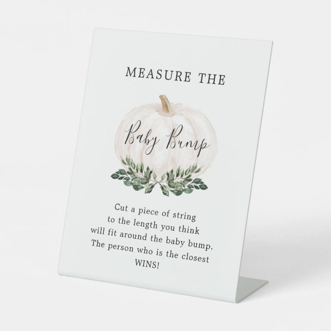 Greenery White Pumpkin Baby Bump Game Sign Sockelschild (Vorderseite)