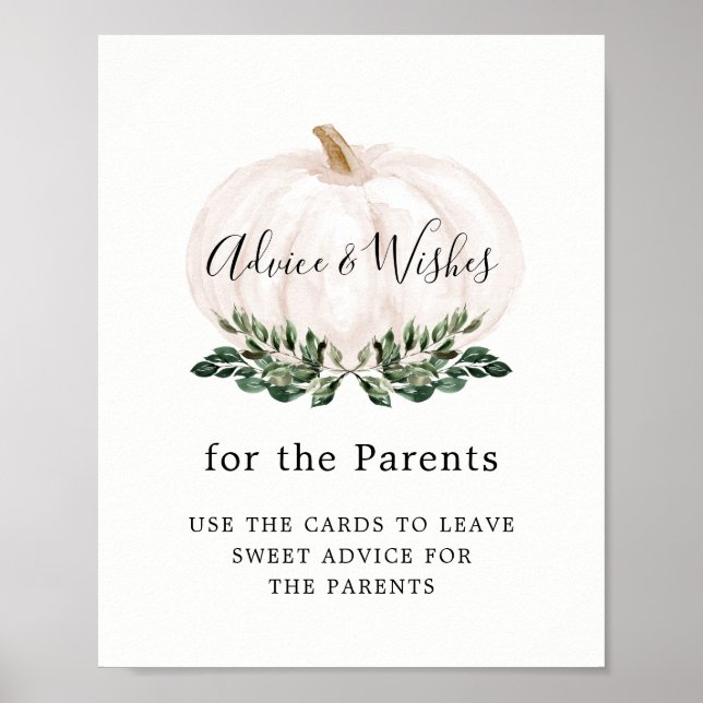 Greenery White Pumpkin Ratgeber und Wünsche Zeiche Poster (Vorne)