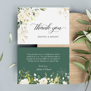 Greenery White Rose Gold Floral Wedding Dankeskarte