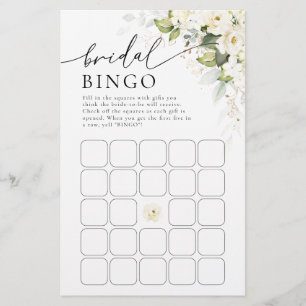 Greenery White Roses Brautparty Bingo