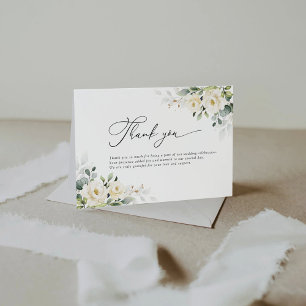Greenery White Roses Wedding Flat Danke Karte
