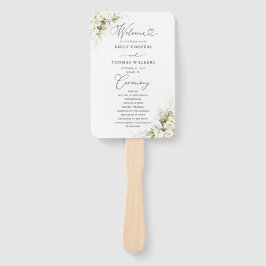 Greenery White Roses Wedding Hand Fan Fächer